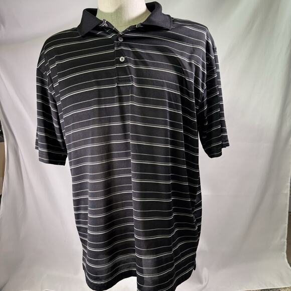 PGA Tour Black and Cream Striped Polo Shirt Size 2XL - Picture 1 of 8